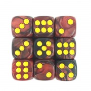 (Dark Red+Black) 12mm D6 pips dice